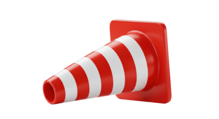 Isolated Red and White Striped Traffic Cone