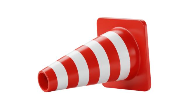 Isolated Red and White Striped Traffic Cone