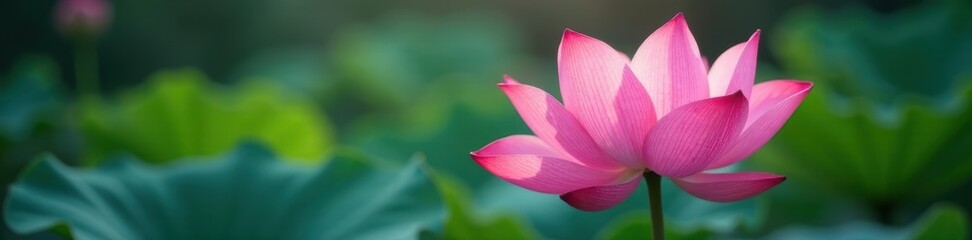 Fototapeta premium Delicate pink lotus petal, dewdrop glistening , summer, soft, dew