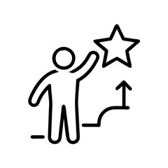 Career satisfaction and achievement, line icon
