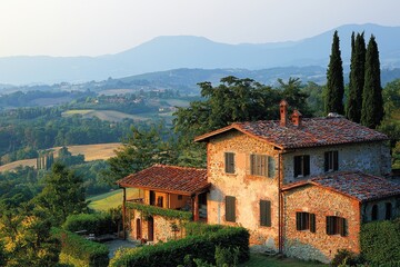 A serene landscape of green and gold fields, with rolling hills leading up to a distant horizon, evoking a sense of calm and wide open spaces. 