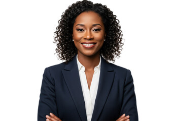 Isolated Smiling African American Businesswoman - Professional Portrait