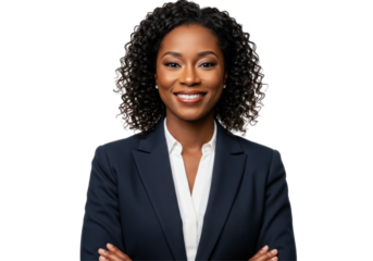 Isolated Smiling African American Businesswoman - Professional Portrait