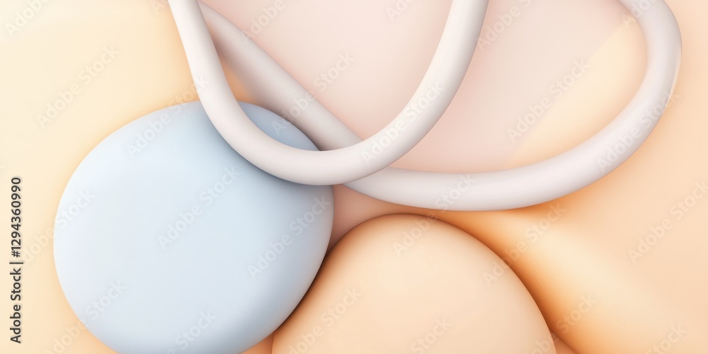 Poster abstract curved forms with soft pastel 3d shapes and subtle color gradients