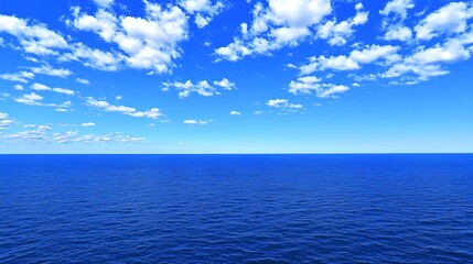 Obraz premium A crisp and clear azure sky with faint wisps of thin clouds drifting lazily, offering a calm and refreshing view of the sky.