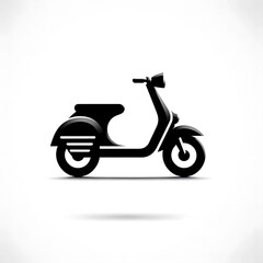 Simple black silhouette of a scooter, side view, on a white background.