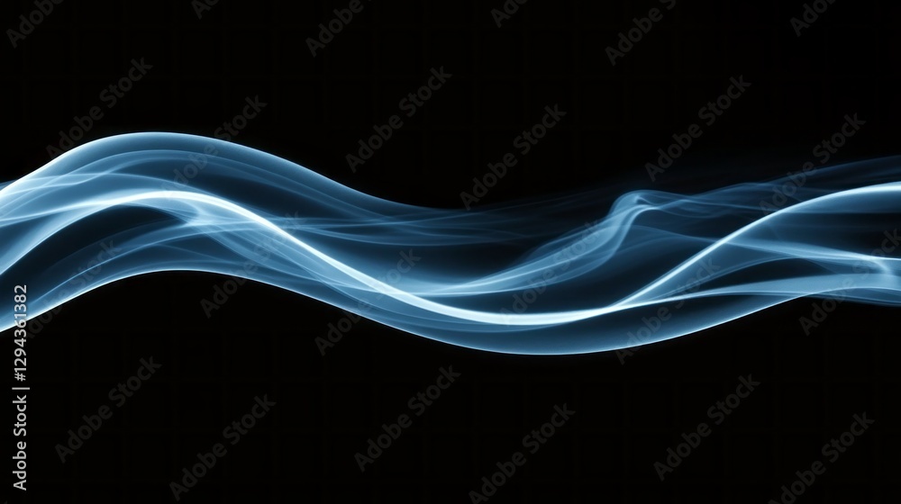 Poster Translucent tendrils of blue mist glide smoothly through darkness, creating an ethereal atmosphere that captivates the viewer’s imagination. Energy and fluidity merge in this serene display