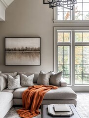 Fototapeta premium Cozy Living Room with Stylish Comfort and Warmth and Ambiance