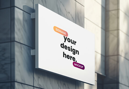 Outdoor Signage Mockup on Modern Building Wall with Natural Lighting