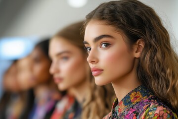 Obraz premium Stunning Close-up Portrait of a Young Fashion Model. A Captivating Image Showcasing Beauty, Style, and Elegance.