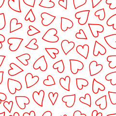A seamless Valentine’s pattern featuring red heart silhouettes on a white background, perfect for romantic designs.
Minimalist heart-themed pattern ideal for fabric, wrapping paper, and wallpaper.