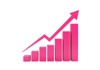 Isolated Bar Chart with Rising Arrow for Business Growth