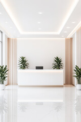 Fototapeta premium Modern minimalist reception area design clean aesthetic office