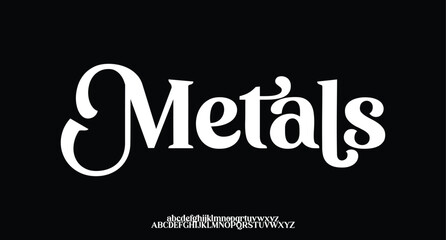 Metals, elegant modern alphabet letters font logo. logo alphabet. Minimal modern urban fonts for logo, brand etc. Typography typeface uppercase lowercase and number. vector illustration
