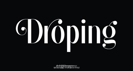 Droping, elegant modern alphabet letters font logo. logo alphabet. Minimal modern urban fonts for logo, brand etc. Typography typeface uppercase lowercase and number. vector illustration
