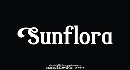 Sunflora, elegant modern alphabet letters font logo. logo alphabet. Minimal modern urban fonts for logo, brand etc. Typography typeface uppercase lowercase and number. vector illustration
