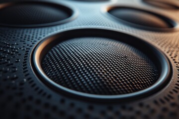 Modern speaker grill showcasing intricate design and high-quality materials, suggesting powerful audio capabilities
