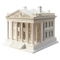 Fototapeta premium Elegant neoclassical White House architectural model with intricate details on a transparent background. 
