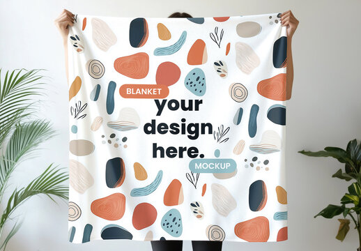 Blanket Mockup Held by Person