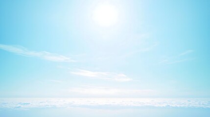 A bright blue sky with soft clouds scattered across the horizon, offering a peaceful and refreshing view of a beautiful, sunny day.