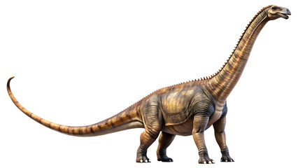 Fototapeta premium Brachiosaurus Dinosaur Illustration Isolated on White Background as Transparent. PNG. AI GENERATED