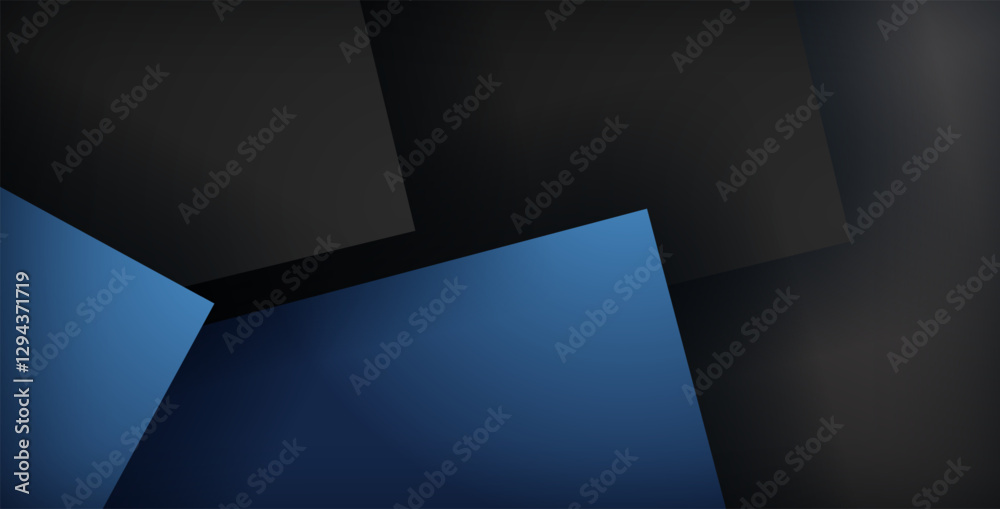 Wall mural blue geometric triangle vector background overlap layer on black space for text and background desig