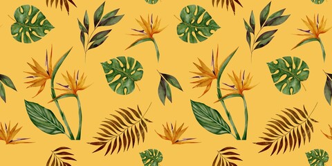 Vibrant tropical flora pattern with seamless design brings warmth and color to any space