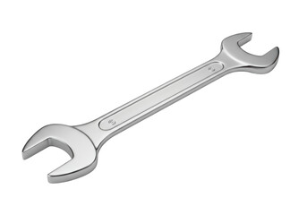 Isolated Chrome Plated Open End Wrench with Precise Detail