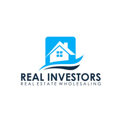 real estate home with wave logo design