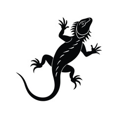 Lizard Silhouette Vector Art Illustration | Minimalist Black Color Lizard Design
