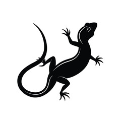 Lizard Silhouette Vector Art Illustration | Minimalist Black Color Lizard Design