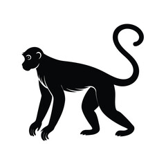 Monkey Silhouette Vector | Minimalist Monkey Black Design Illustration