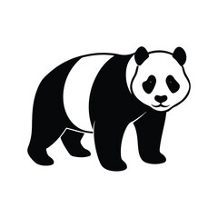 Panda Silhouette Vector Art Illustration and Minimalist Panda Black Color Design