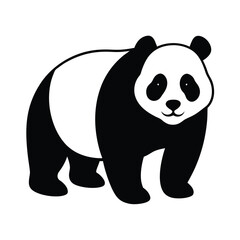 Panda Silhouette Vector Art Illustration and Minimalist Panda Black Color Design