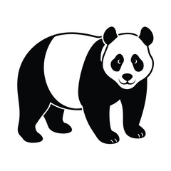 Panda Silhouette Vector Art Illustration and Minimalist Panda Black Color Design