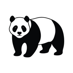 Panda Silhouette Vector Art Illustration and Minimalist Panda Black Color Design