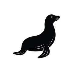 Seal Silhouette Vector Art Illustration and Minimalist Black Seal Design