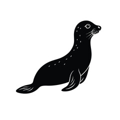 Seal Silhouette Vector Art Illustration and Minimalist Black Seal Design