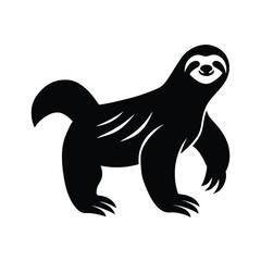 Sloth Silhouette Vector Art Illustration and Minimalist Sloth Black Color Design