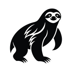 Sloth Silhouette Vector Art Illustration and Minimalist Sloth Black Color Design