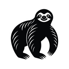 Sloth Silhouette Vector Art Illustration and Minimalist Sloth Black Color Design