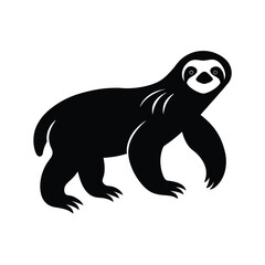 Sloth Silhouette Vector Art Illustration and Minimalist Sloth Black Color Design