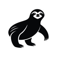Sloth Silhouette Vector Art Illustration and Minimalist Sloth Black Color Design