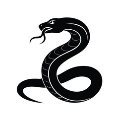 Snake Silhouette Vector Art Illustration and Minimalist Black Color Snake Design