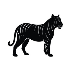 Tiger Silhouette Vector Art | Minimalist Black Tiger Illustration Design