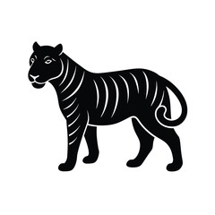 Tiger Silhouette Vector Art | Minimalist Black Tiger Illustration Design