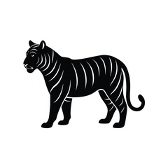 Tiger Silhouette Vector Art | Minimalist Black Tiger Illustration Design