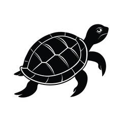 Turtle Silhouette Vector Art Illustration | Minimalist Turtle Black Color Design