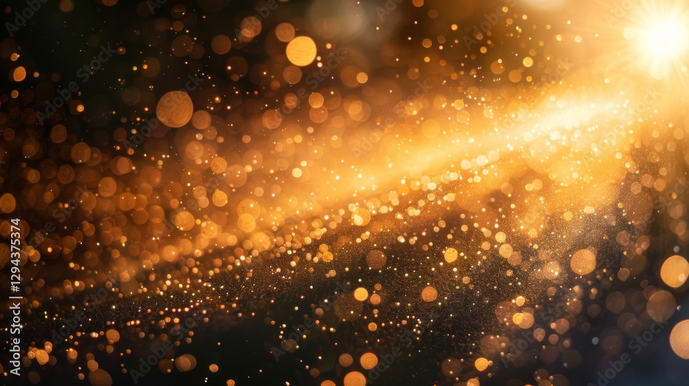 Poster shimmering golden particles illuminate the dark surroundings, creating a magical effect during a fes