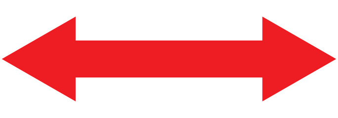 Dual sided black arrow. Horizontal dual sided long straight arrow signs. double arrow icon.